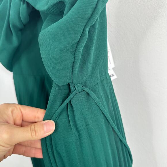 ASOS Forest Green Twist Front Pleated Cami Midi Dress - Picture 6 of 11